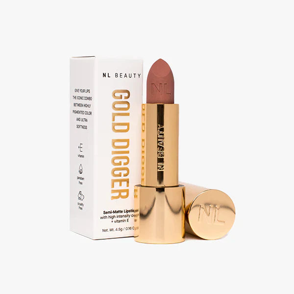 NL Beauty Long-lasting Semi Matte Velvet Stick Lipstick, GOLD DIGGER 03 THE QUEEN