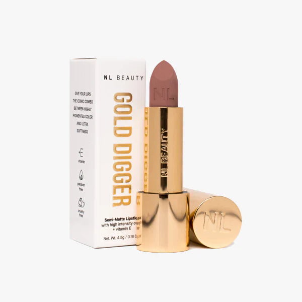 NL Beauty Long-lasting Semi Matte Velvet Stick Lipstick, GOLD DIGGER 08 CHOCOLATE MILK