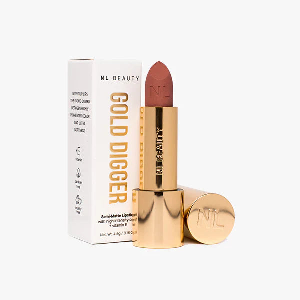 NL Beauty Long-lasting Semi Matte Velvet Stick Lipstick, GOLD DIGGER 02 SUGAR BABY
