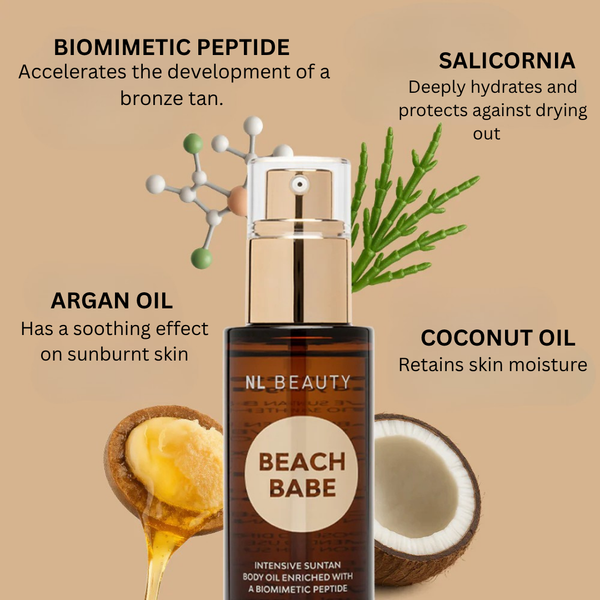 NL Beauty Body Oil for Faster Tanning & Hydrated Skin BEACH BABE™ Salted Caramel