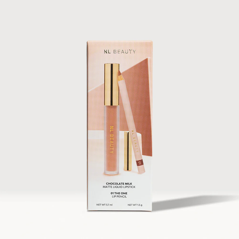 NL Beauty MATTE LIP KIT - Liquid matte lipstick with pencil 01 THO ONE & CHOCOLATE MILK