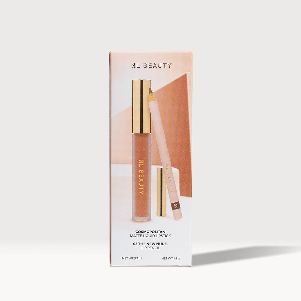 NL Beauty MATTE LIP KIT - Liquid matte lipstick with pencil 05 THE NEW NUDE & COSMOPOLITAN